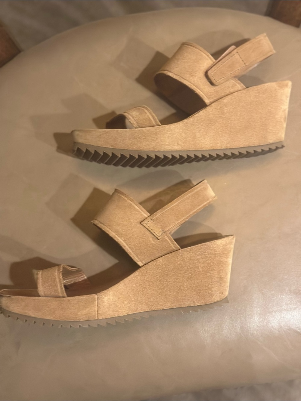 Pedro Garcia Tan Suede Wedge Sandals